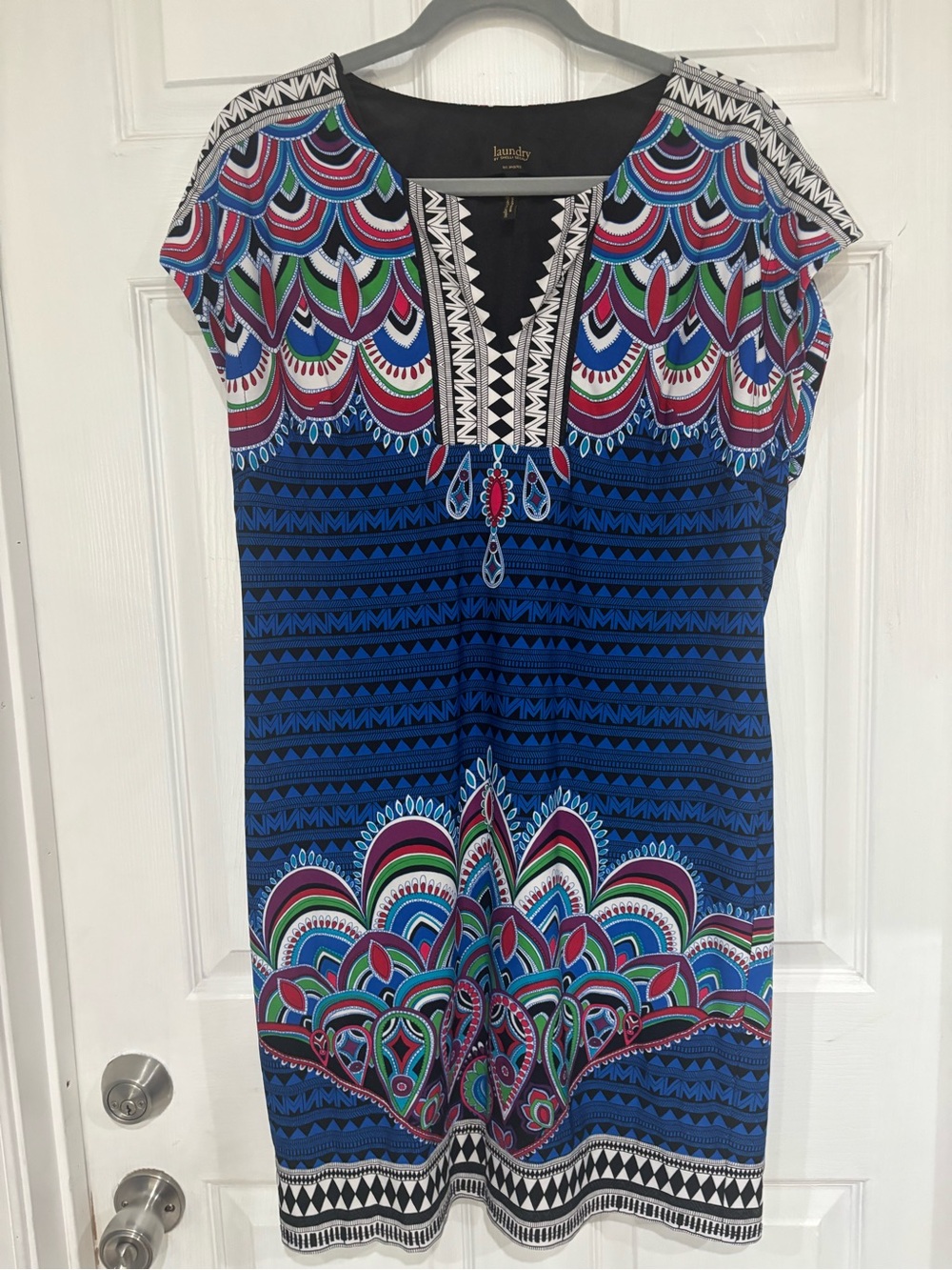 Laundry By Shelli Segal Blue Multicolor Printed Tunic